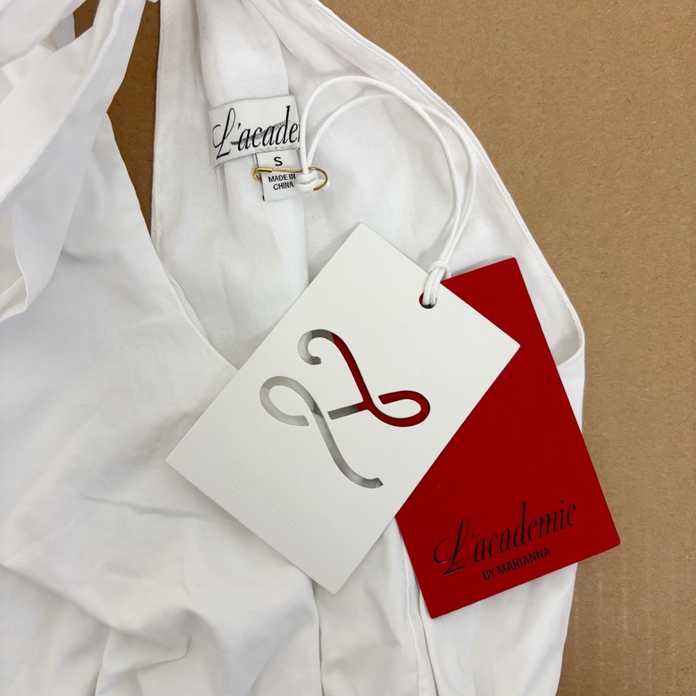 L’Academie by Marianna Arman Poplin Crop Top in White Size S - Picture 6 of 10